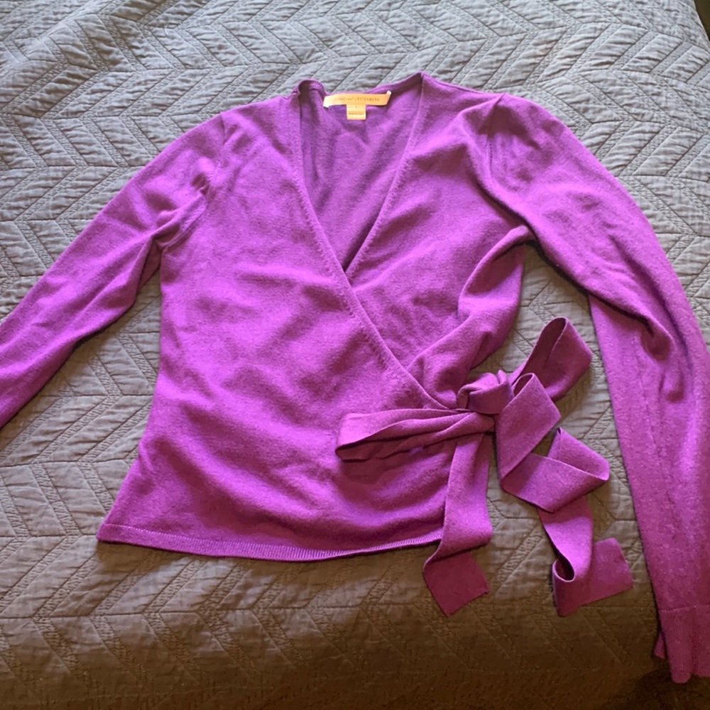 Diane Von Furstenberg Purple Wrap Sweater Size S